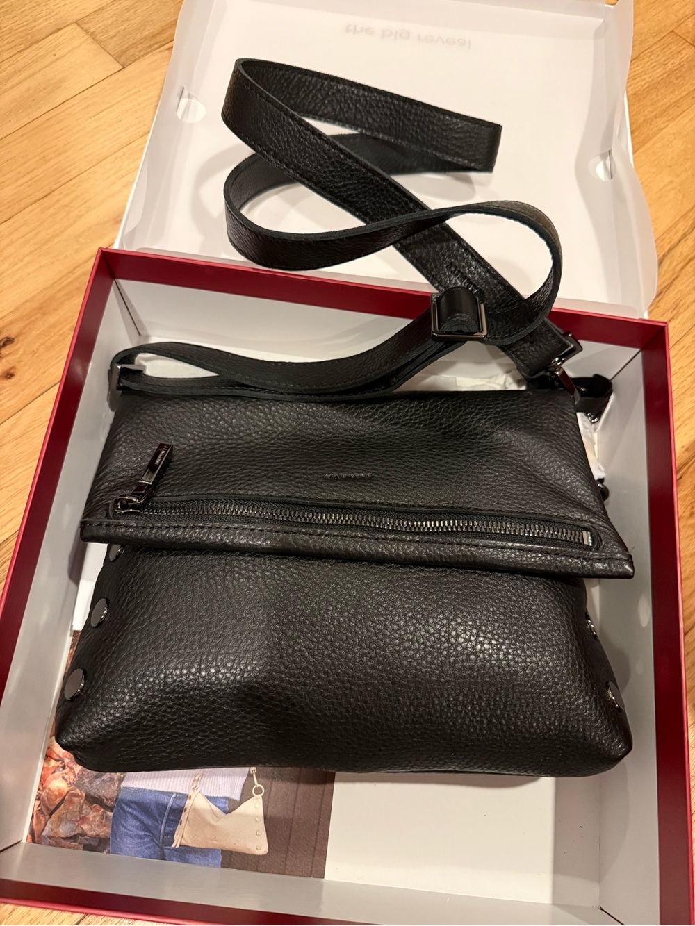Hammitt Black Pebbled Leather Crossbody Bag - Picture 1 of 6